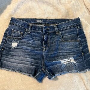 Mossimo Supply Co. Distressed Dark Blue Jean Shorts
